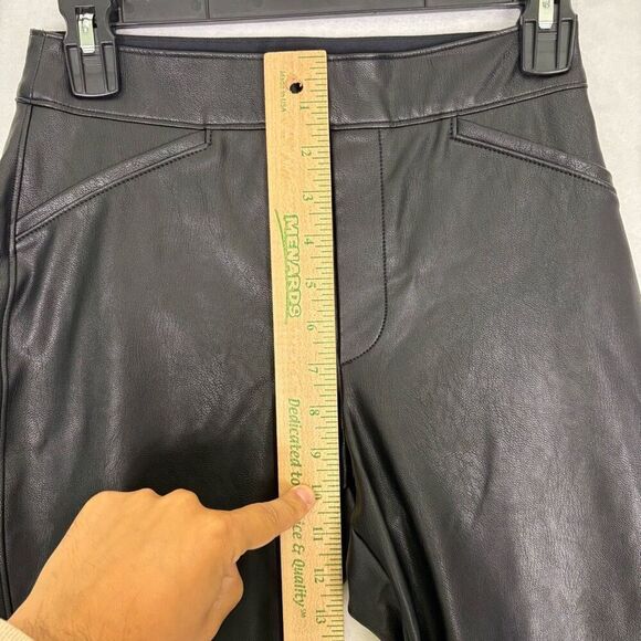 Spanx Black Faux Leather High Waisted Flare Pull On Pants Size Small - Picture 5 of 11